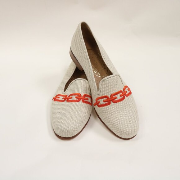 Stubbs & Wootton women's size 7 flax and orange loafers - Picture 3 of 14